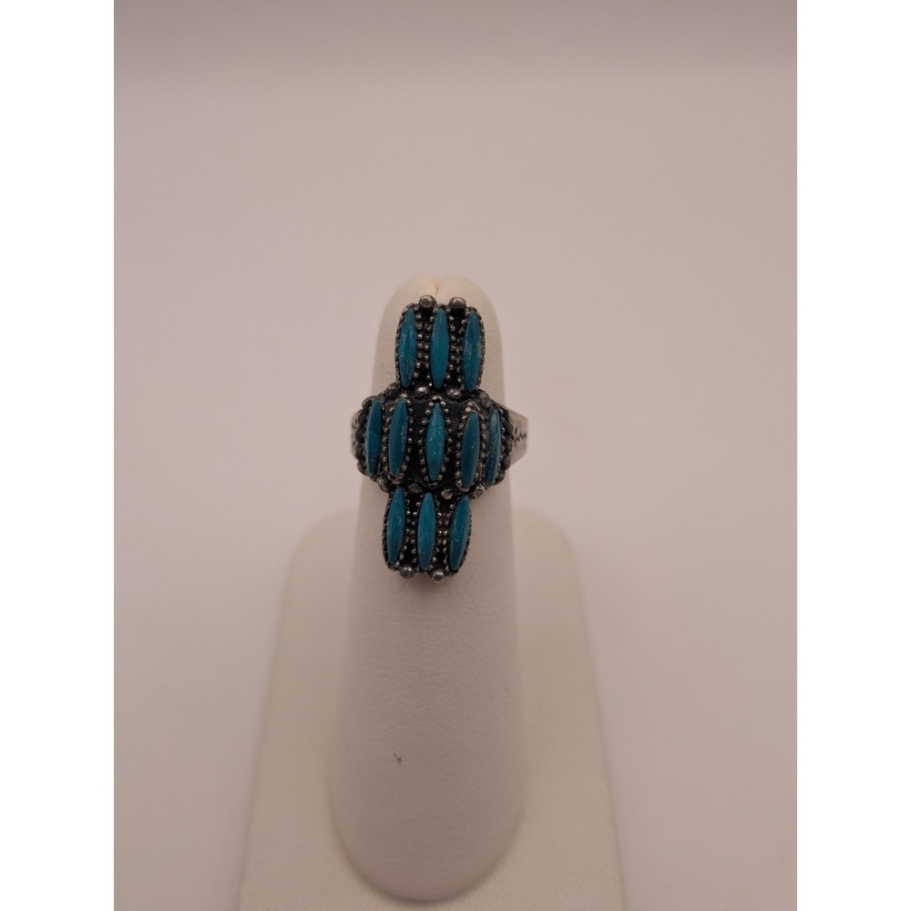 NATIVE AMERICAN INDIAN STERLING SILVER BLUE TURQUOISE STONE